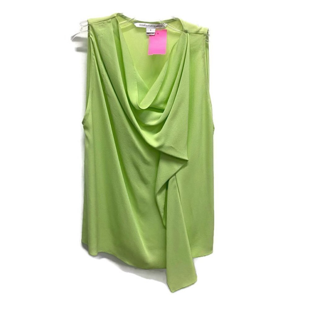 Diane Von Furstenberg Chartreuse Silk Tank Top